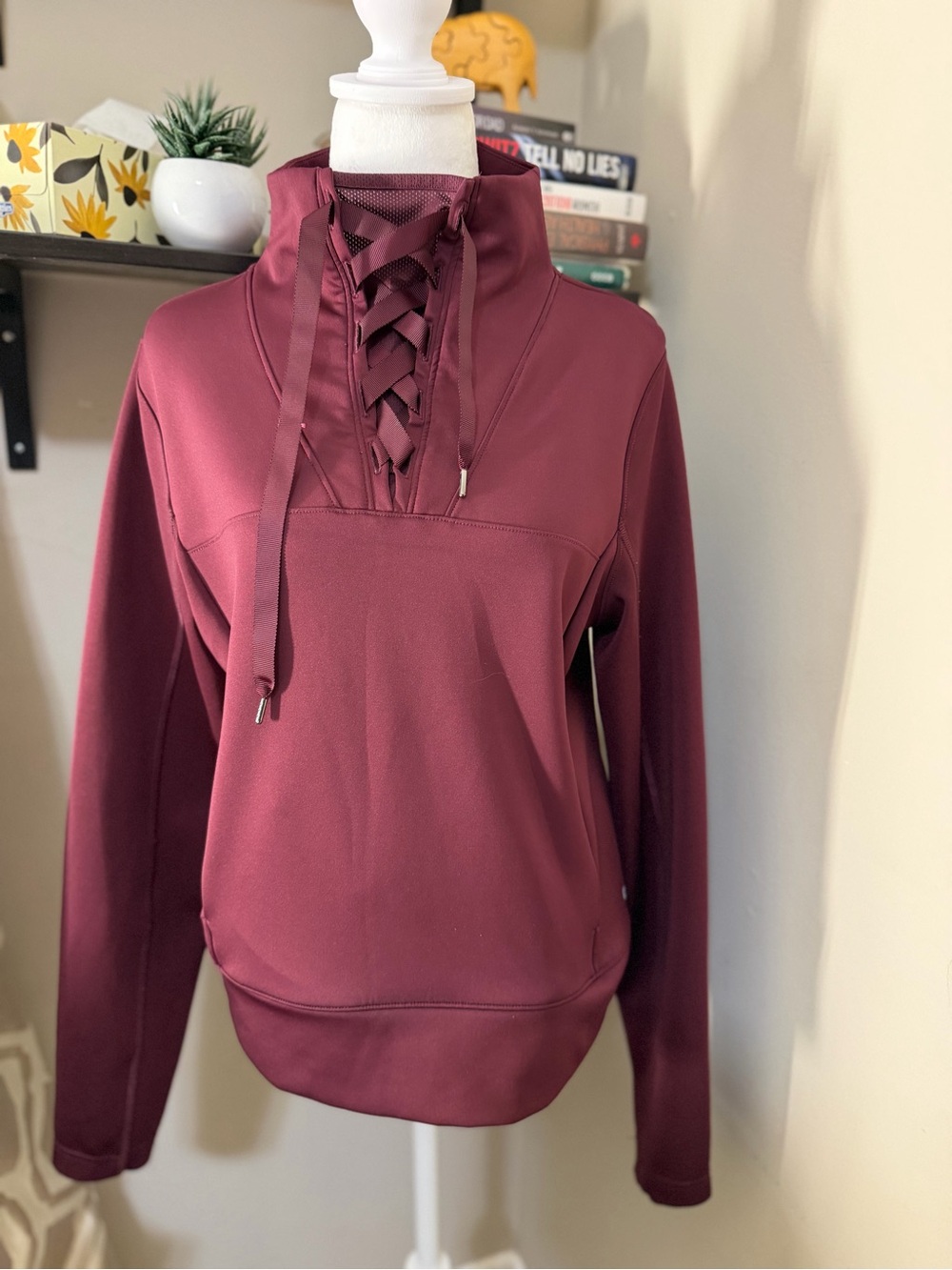 Athletic Works Burgundy Lace-Up Pullover sweatshirt